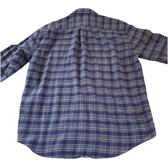 Peter Millar Men's XL Autumn Lightweight Flannel Shirt Blue Plaid Button Down - Picture 7 of 15